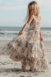INDIE BLUE Dresses Wendy Dress (floral blue chiffon)