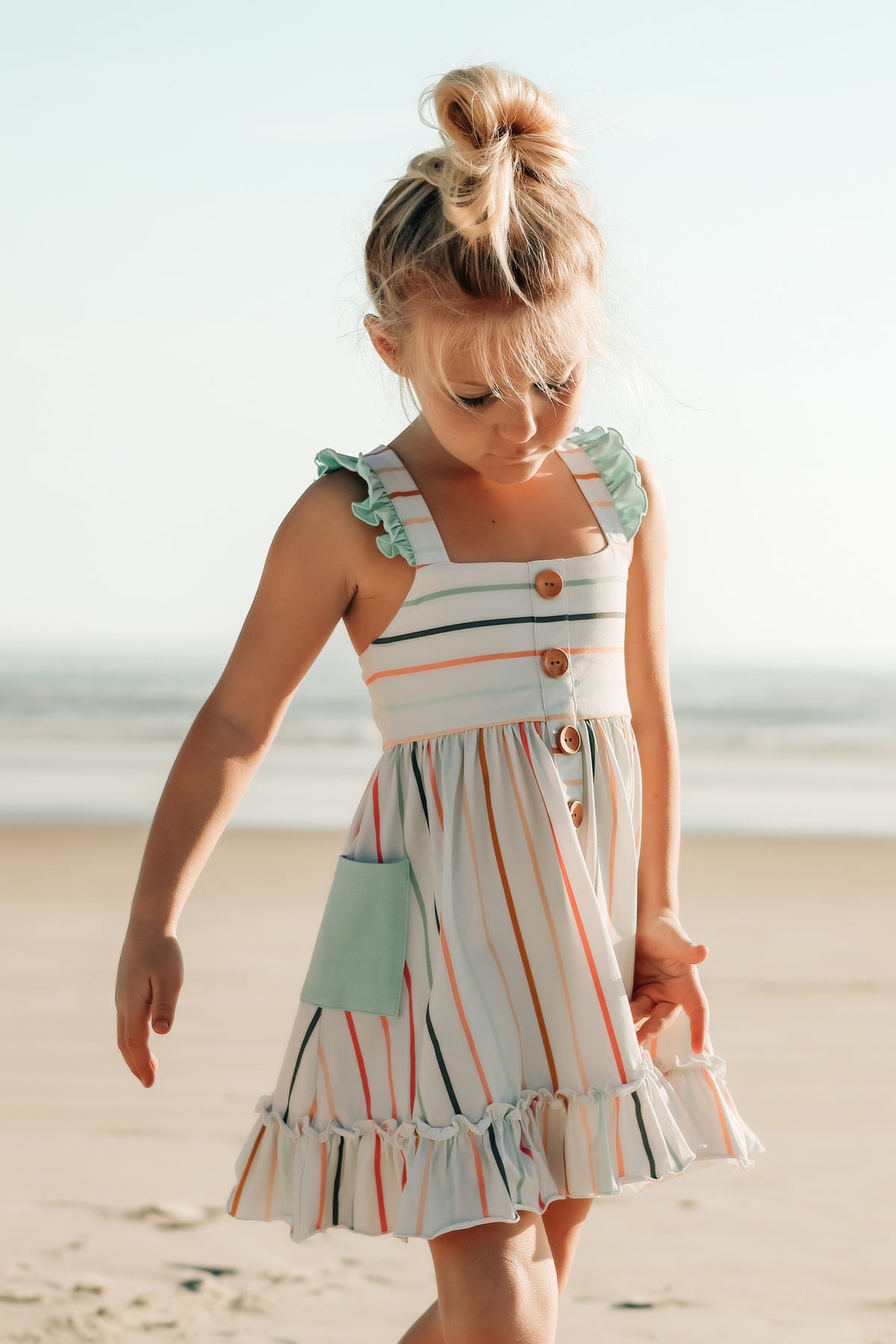 INDIE BLUE Dresses Bree Crossback Dress (color stripes) FINAL SALE