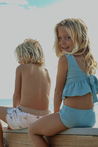 INDIE BLUE SWIM Flutter Tankini Set (soft blue ribbed)