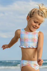 INDIE BLUE SWIM Scoopback Set (plaid)