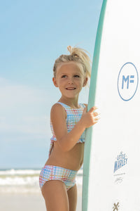 INDIE BLUE SWIM Scoopback Set (plaid)