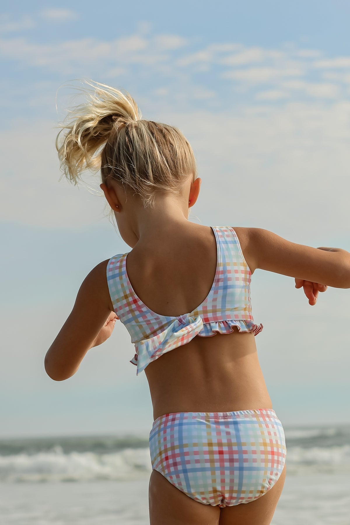 INDIE BLUE SWIM Scoopback Set (plaid)