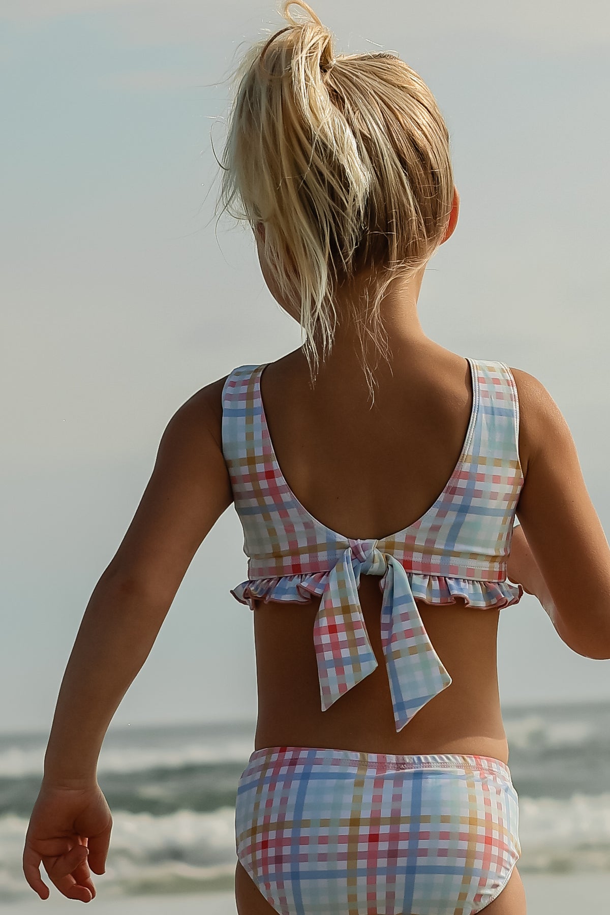 INDIE BLUE SWIM Scoopback Set (plaid)