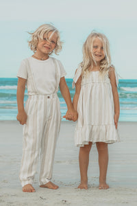 INDIE BLUE Dresses Evie Tunic Dress (desert stripe linen)