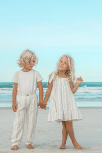 INDIE BLUE Boys Finn Pants (desert stripe linen)