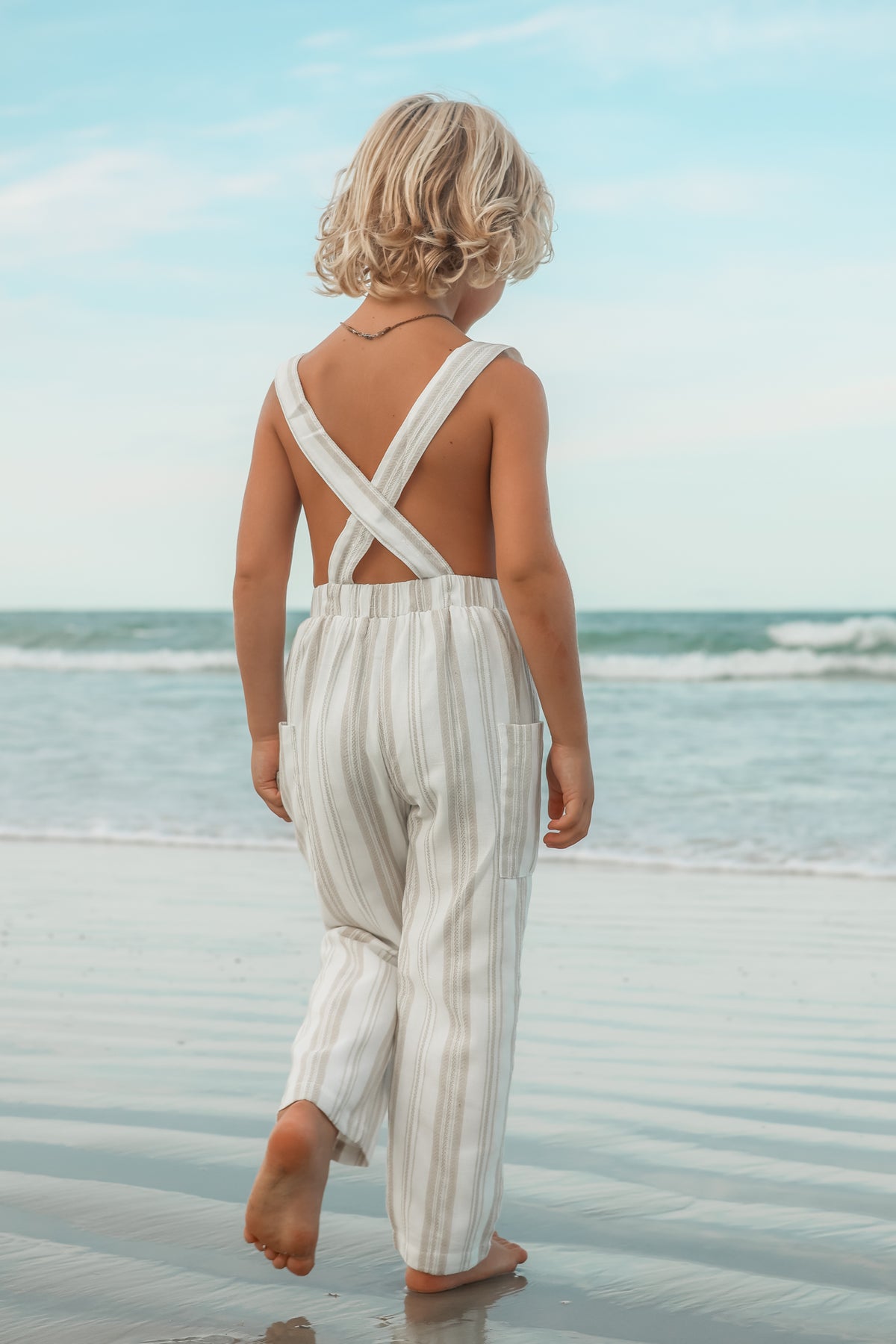 INDIE BLUE Boys Finn Pants (desert stripe linen)