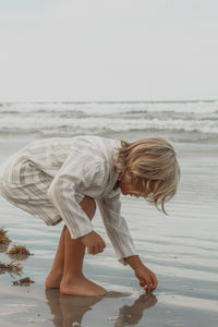 INDIE BLUE Boys Knox Hoodie (desert stripe linen)