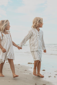 INDIE BLUE Boys Knox Hoodie (desert stripe linen)