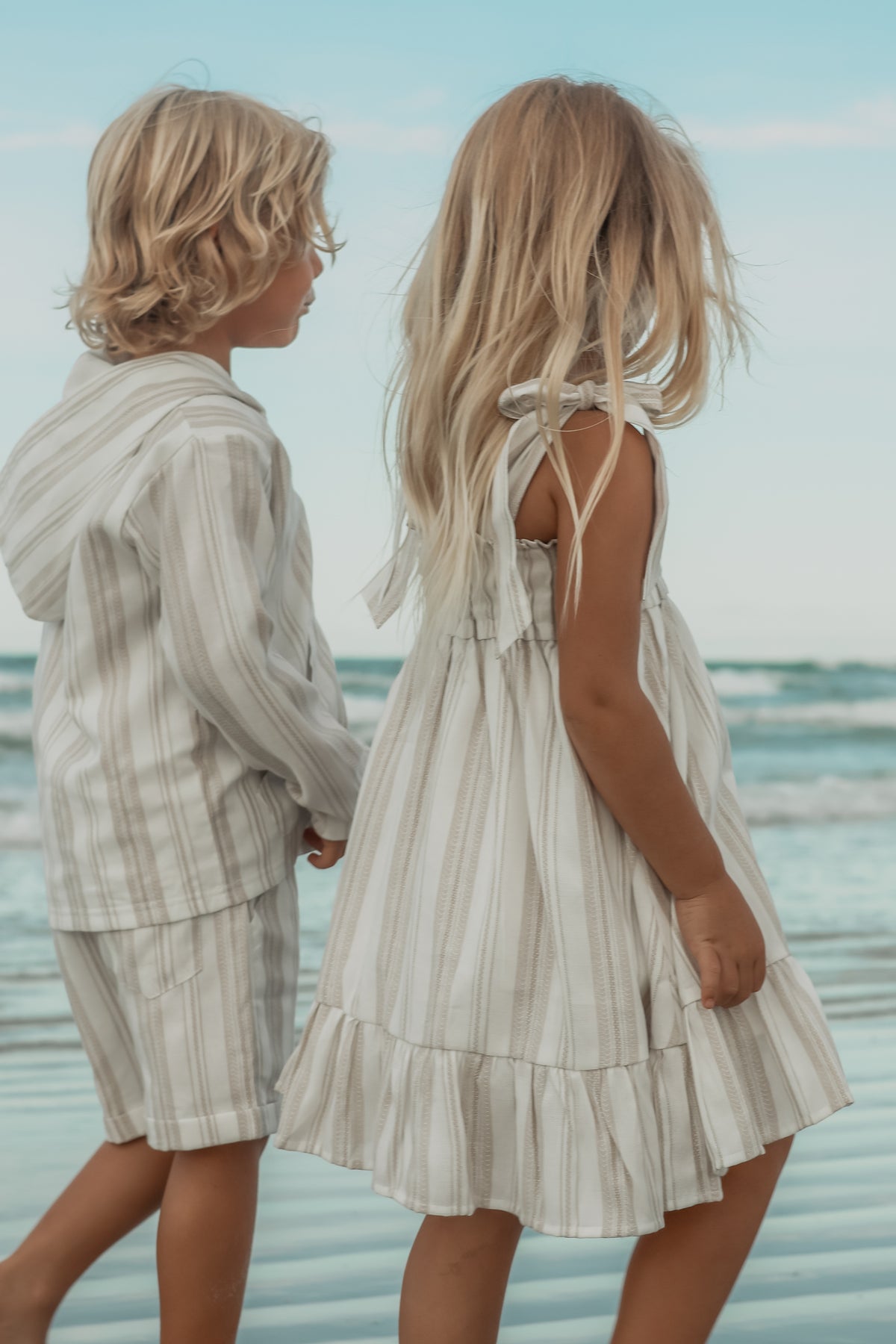 INDIE BLUE Dresses Evie Tunic Dress (desert stripe linen)