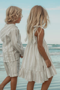 INDIE BLUE Dresses Evie Tunic Dress (desert stripe linen)