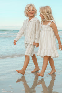 INDIE BLUE Dresses Evie Tunic Dress (desert stripe linen)