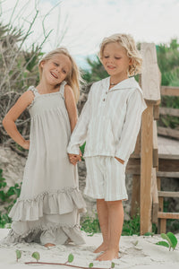 INDIE BLUE Boys Knox Hoodie (desert stripe linen)