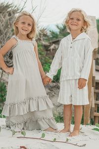 INDIE BLUE Boys Knox Shorts (desert stripe linen)