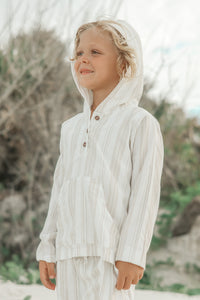 INDIE BLUE Boys Knox Hoodie (desert stripe linen)