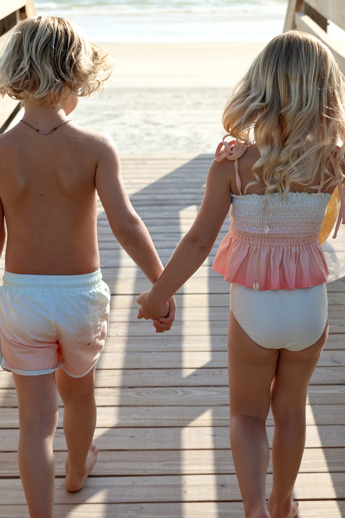 INDIE BLUE SWIM Surf Shorts (peach ombre)