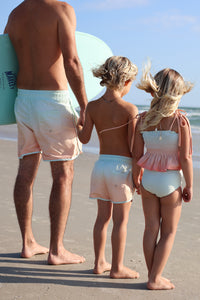 INDIE BLUE SWIM Smocked Tankini Set (peach ombre)