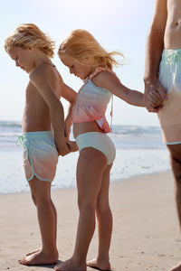 INDIE BLUE SWIM Smocked Tankini Set (peach ombre)