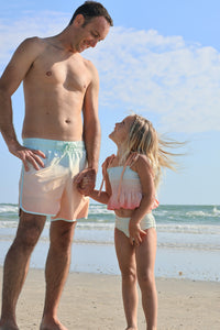 INDIE BLUE SWIM Smocked Tankini Set (peach ombre)