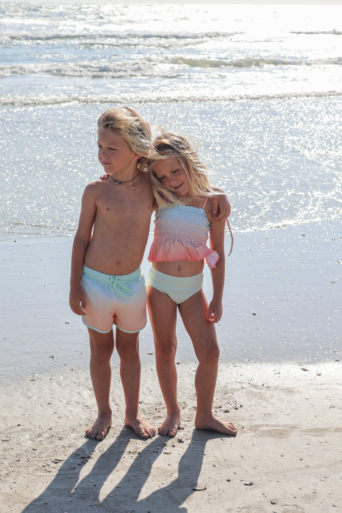 INDIE BLUE SWIM Surf Shorts (peach ombre)