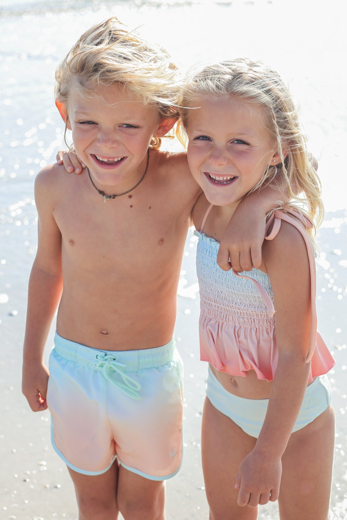 INDIE BLUE SWIM Surf Shorts (peach ombre)