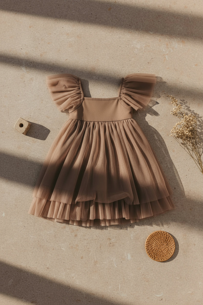 INDIE BLUE Dresses Fawn Dress (mocha tulle)
