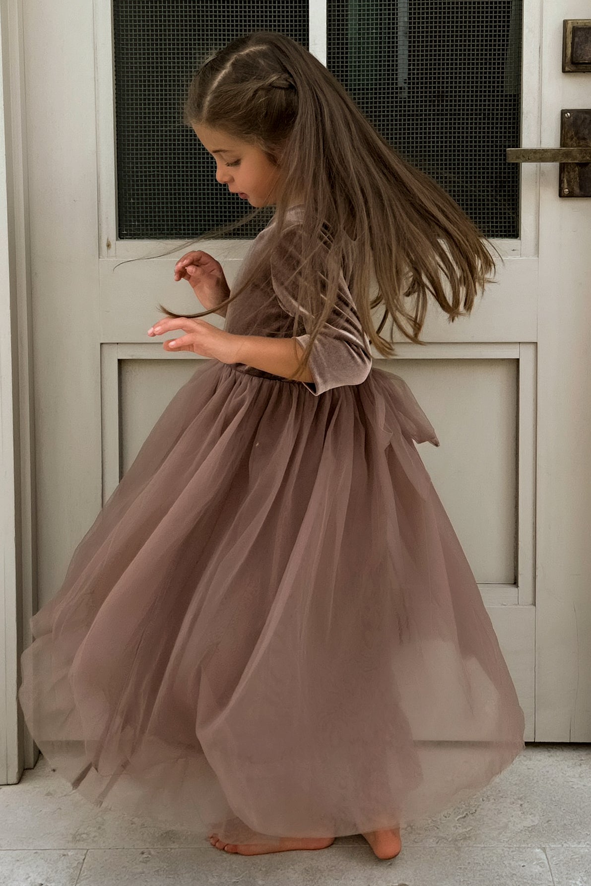 INDIE BLUE Dresses Gracie Dress (mocha velvet tulle)