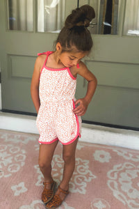 INDIE BLUE Romper Piper Petal Romper (ditzy pink floral) FINAL SALE