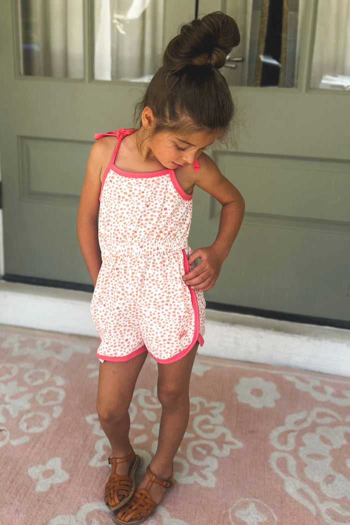 INDIE BLUE Romper Piper Petal Romper (ditzy pink floral) FINAL SALE