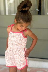 INDIE BLUE Romper Piper Petal Romper (ditzy pink floral) FINAL SALE
