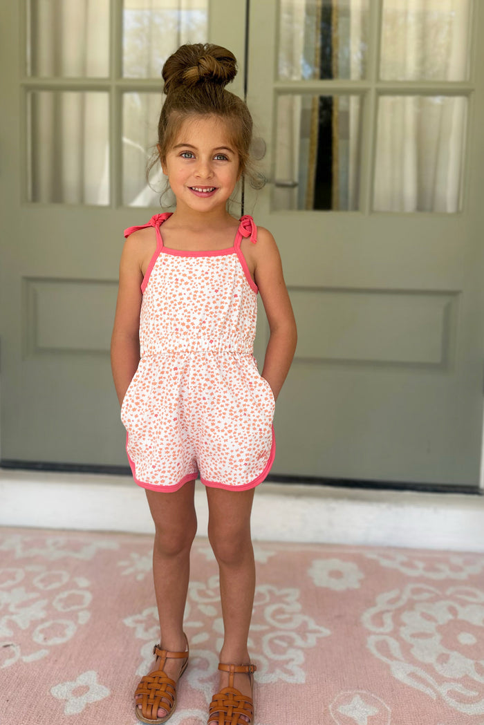 INDIE BLUE Romper Piper Petal Romper (ditzy pink floral) FINAL SALE