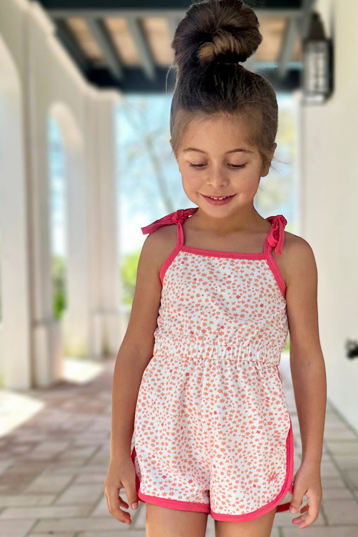 INDIE BLUE Romper Piper Petal Romper (ditzy pink floral) FINAL SALE