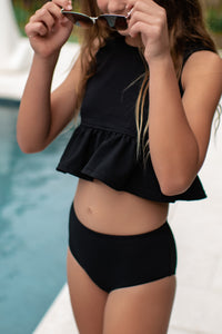 INDIE BLUE SWIM Flutter Tankini Set (midnight ribbed)