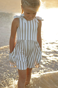 INDIE BLUE Romper Rita Shortie Romper (ash stripe) FINAL SALE