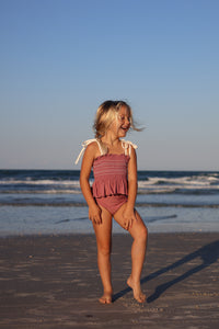 INDIE BLUE SWIM Smocked Tankini Set (violet)