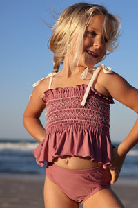 INDIE BLUE SWIM Smocked Tankini Set (violet)