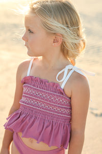 INDIE BLUE SWIM Smocked Tankini Set (violet)