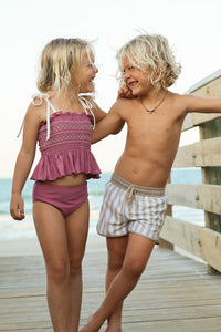 INDIE BLUE SWIM Smocked Tankini Set (violet)