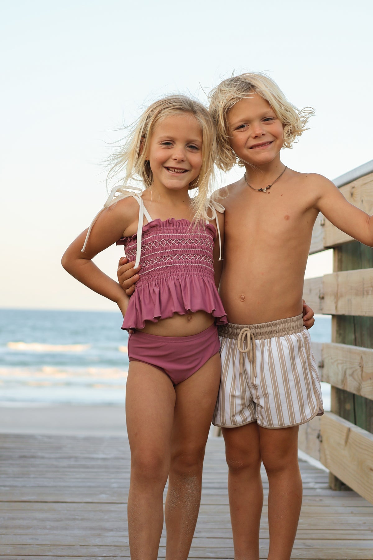 INDIE BLUE SWIM Smocked Tankini Set (violet)