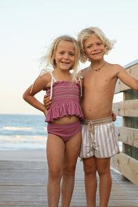 INDIE BLUE SWIM Smocked Tankini Set (violet)