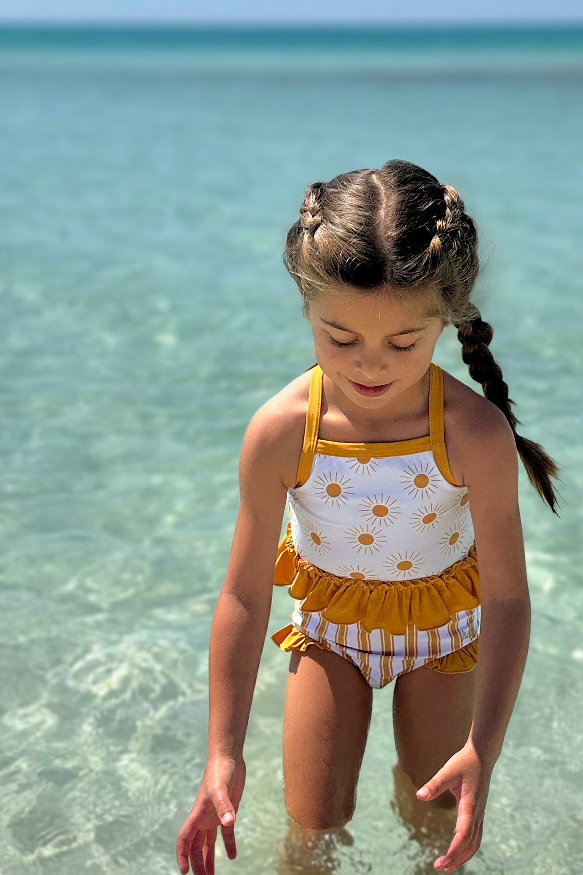 INDIE BLUE SWIM Tankini Set (gold suns)