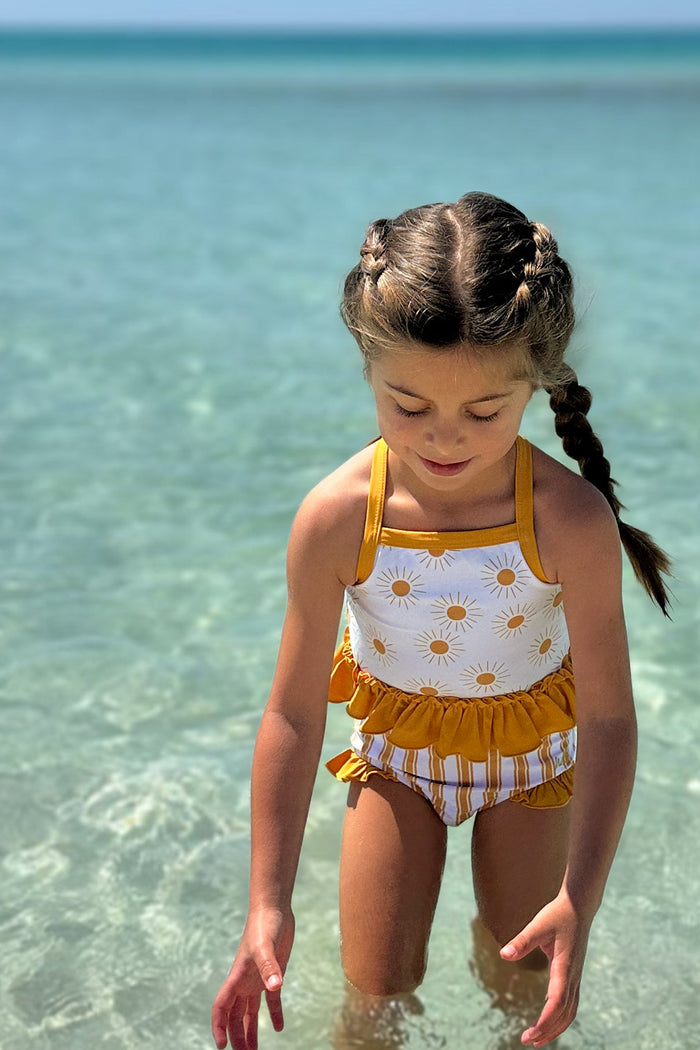 INDIE BLUE SWIM Tankini Set (gold suns)
