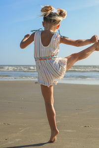 INDIE BLUE Romper Josie Ruffle Romper (color stripes) FINAL SALE