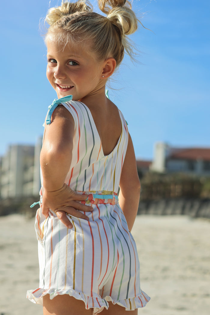 INDIE BLUE Romper Josie Ruffle Romper (color stripes) FINAL SALE