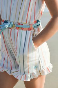 INDIE BLUE Romper Josie Ruffle Romper (color stripes) FINAL SALE