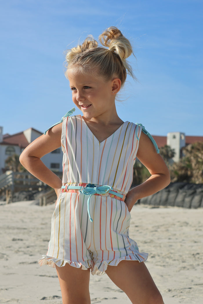 INDIE BLUE Romper Josie Ruffle Romper (color stripes) FINAL SALE