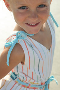 INDIE BLUE Romper Josie Ruffle Romper (color stripes) FINAL SALE