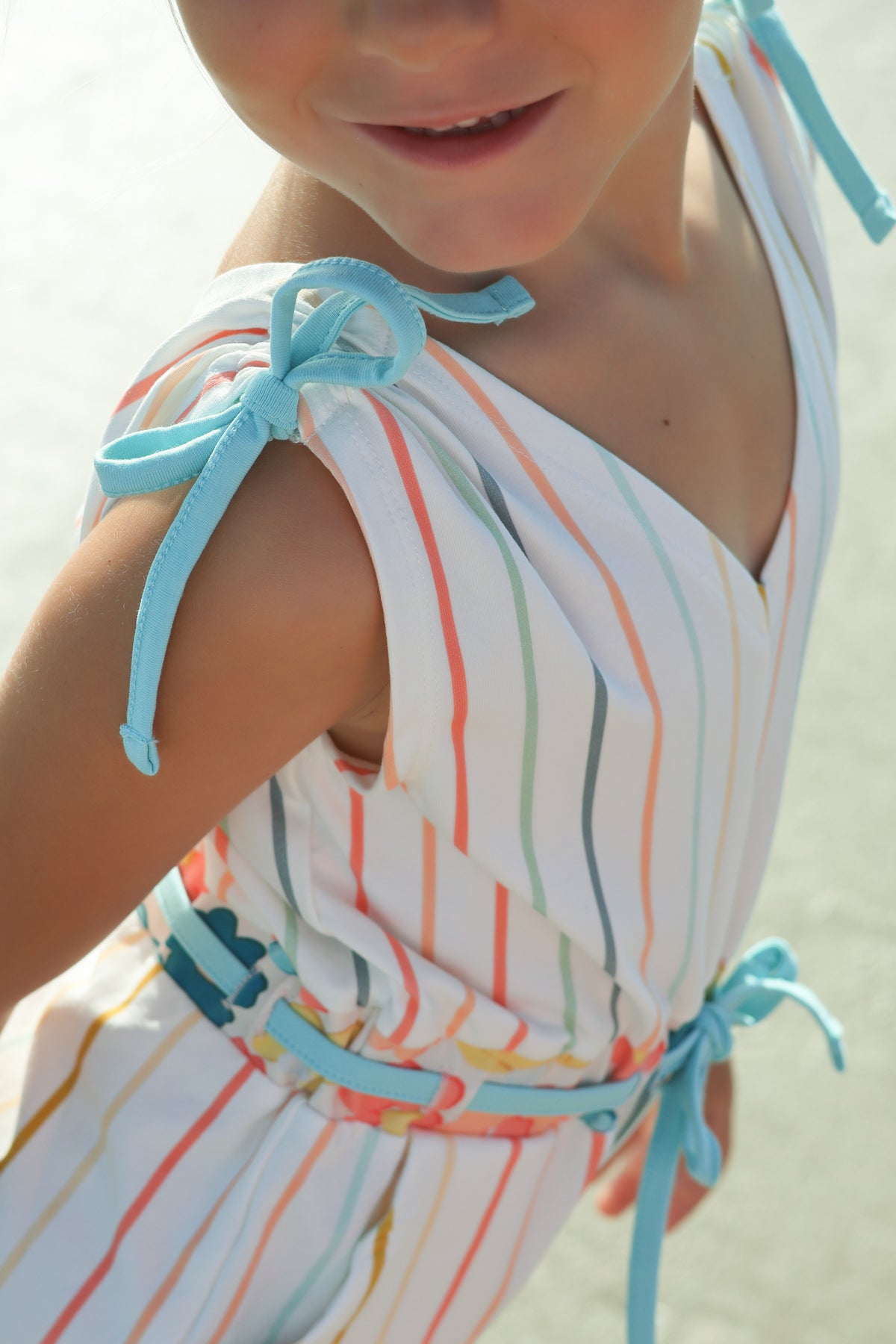 INDIE BLUE Romper Josie Ruffle Romper (color stripes) FINAL SALE