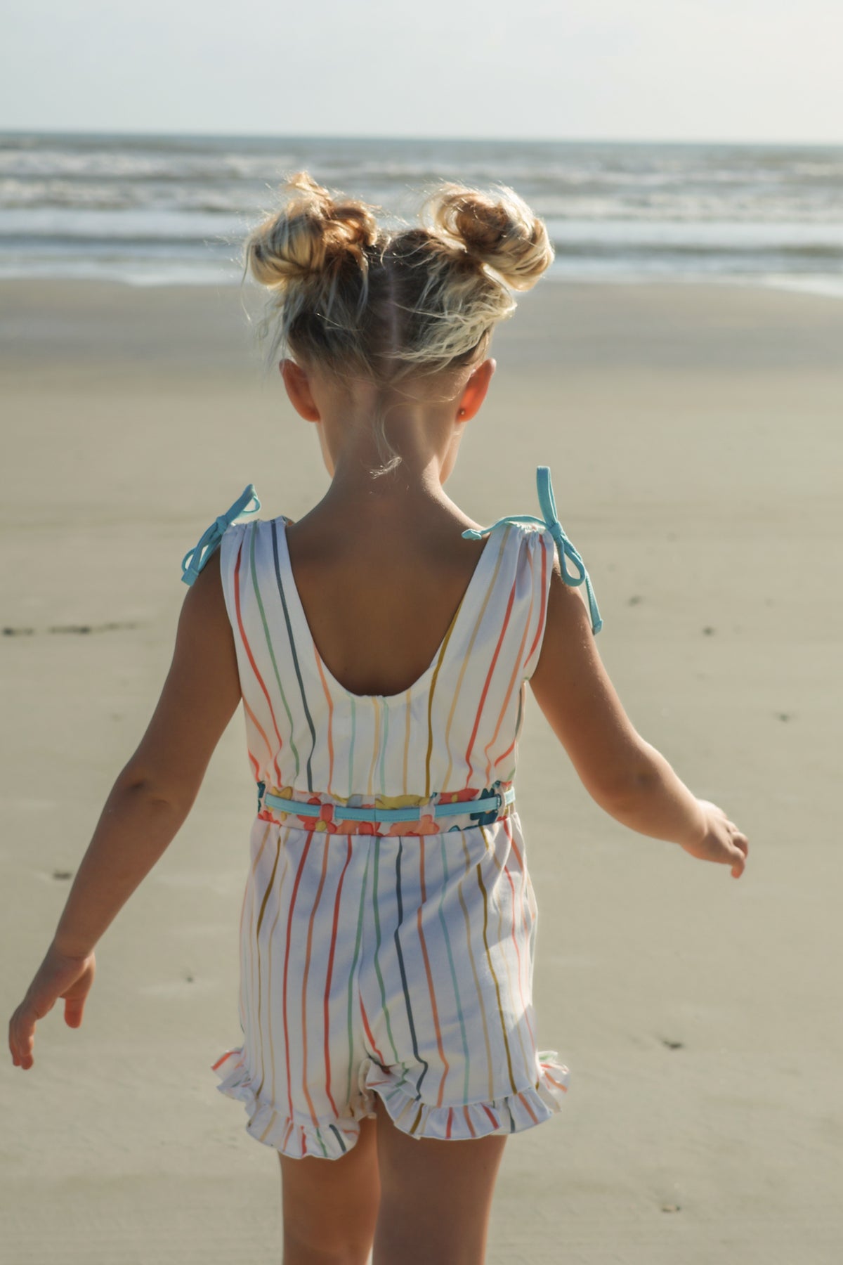 INDIE BLUE Romper Josie Ruffle Romper (color stripes) FINAL SALE