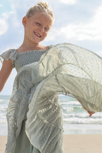 INDIE BLUE Dresses Marabella Dress (sage swiss dot)
