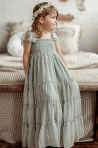 INDIE BLUE Dresses Marabella Dress (sage swiss dot)